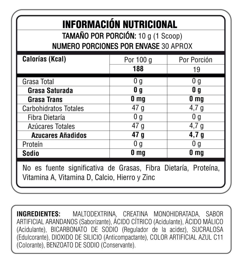 CREATINE VEXUS sabor tabla