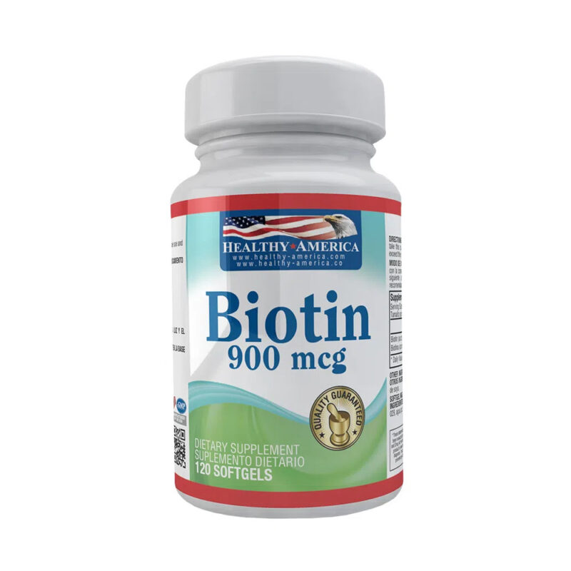 Biotin 900 mcg 120 Softgels Healthy America: Suplemento de biotina